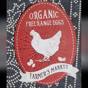 Metal Wall Hanger FREE RANGE EGGS Sign